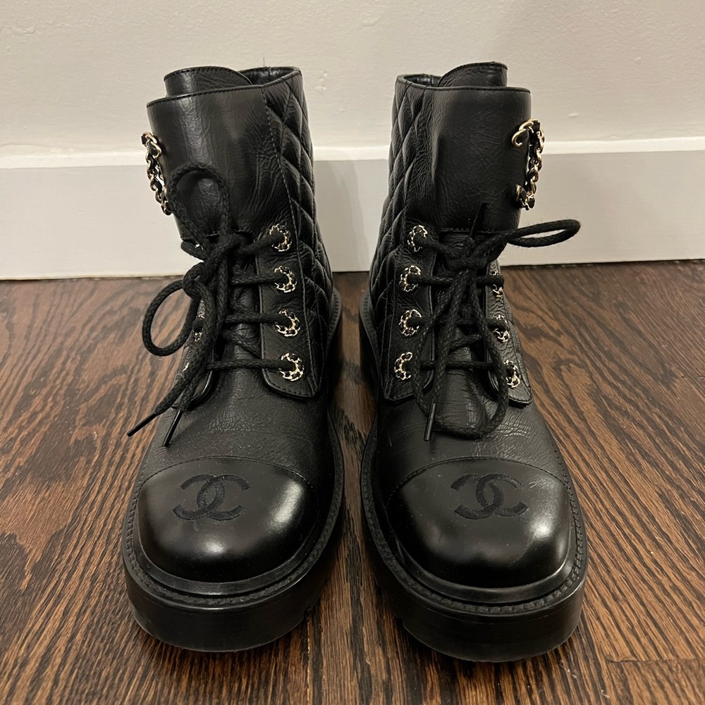 Chanel Lace-up Combat Boots